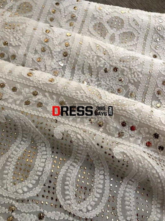 White Kamdani Chikankari Suit Suits