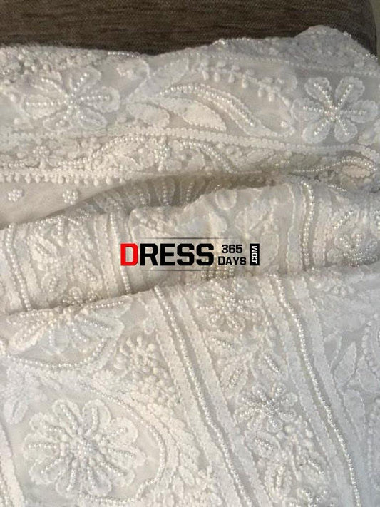 White Pearl Lucknowi Chikankari Suit Suits