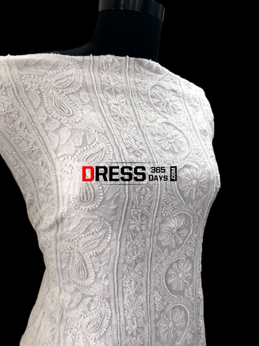 White Pearl Lucknowi Chikankari Suit Suits