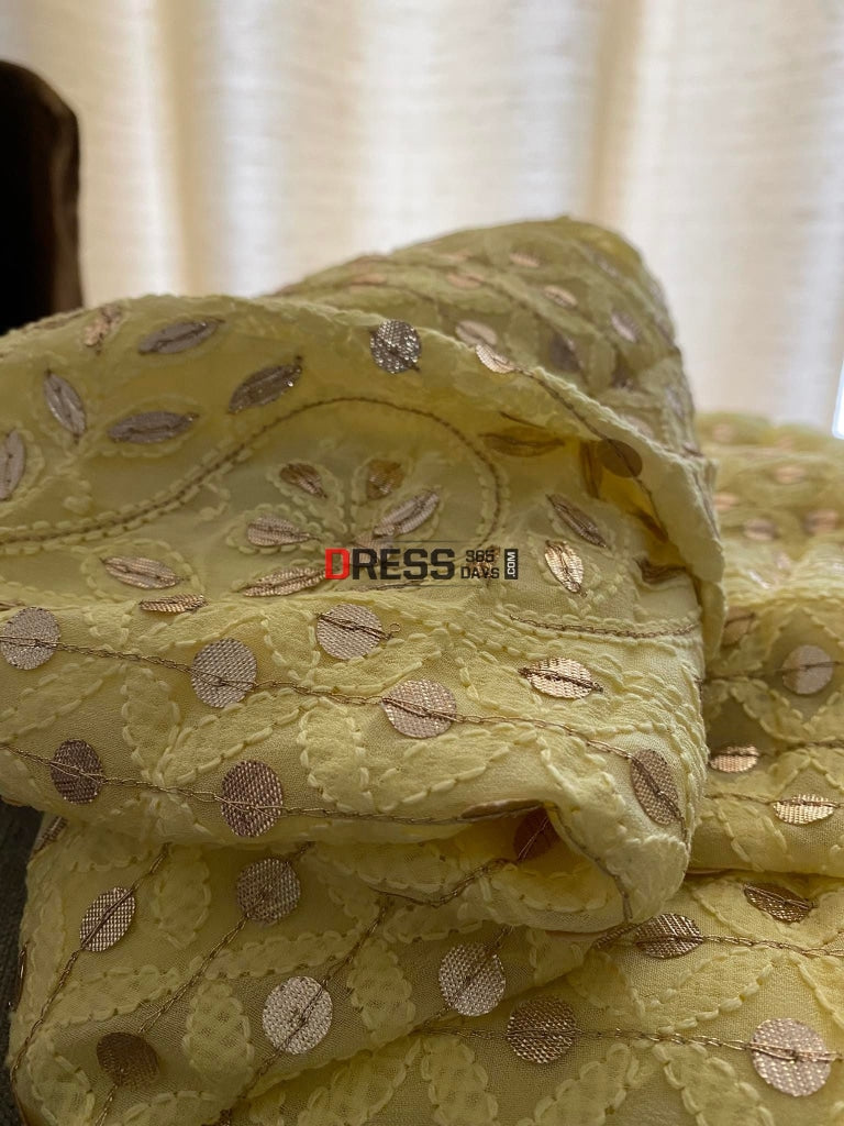 Yellow Chikankari Gota Patti Kurta Dupatta Set Suits