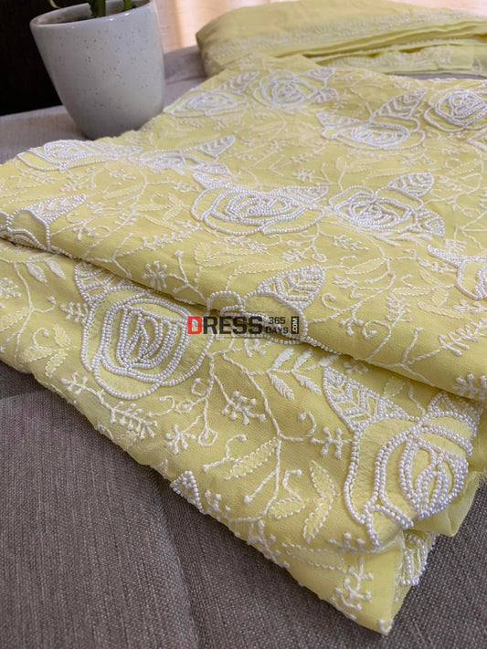 Yellow Chikankari & Pearl Work Suit Suits