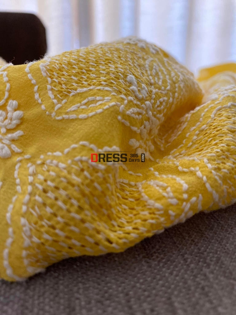Yellow Hand Jaali Lucknowi Chikankari Suit – Dress365days