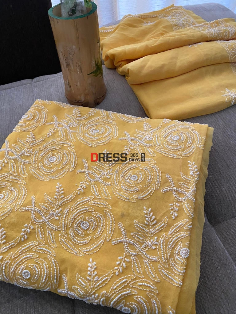 Yellow Pearl Lucknowi Chikankari Suit Suits