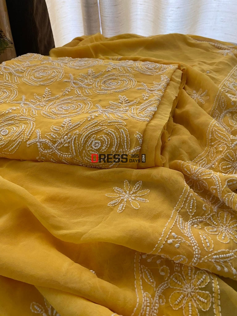 Yellow Pearl Lucknowi Chikankari Suit Suits